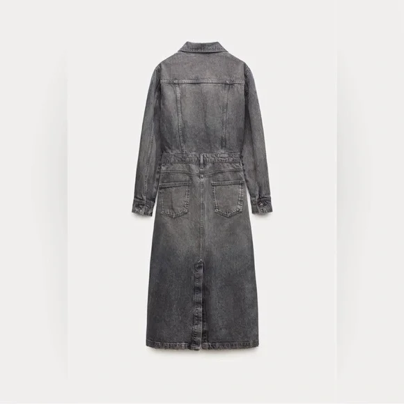 Zara Washed Black Denim Maxi Shirt Dress, size M - Picture 5 of 8